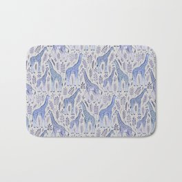 Blue Giraffe Pattern Bath Mat