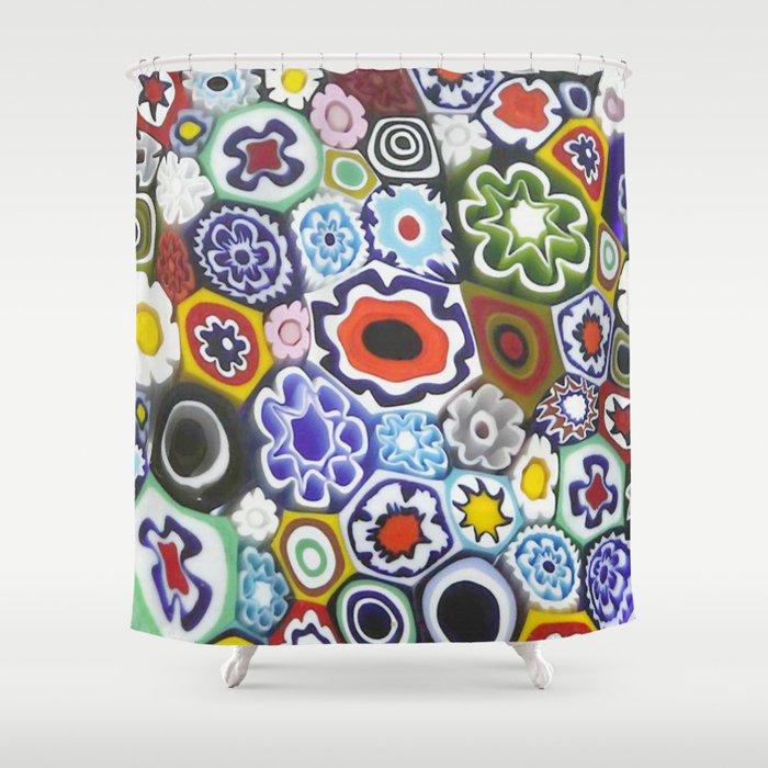 Millefiori Murano Italian Glass Print Shower Curtain