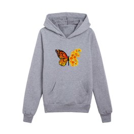 Flower Butterfly with Yellow California Poppy Kids Pullover Hoodies