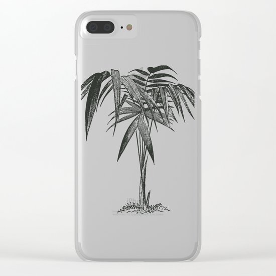 Black and White Vintage Palm Leaf Pattern Clear iPhone Case