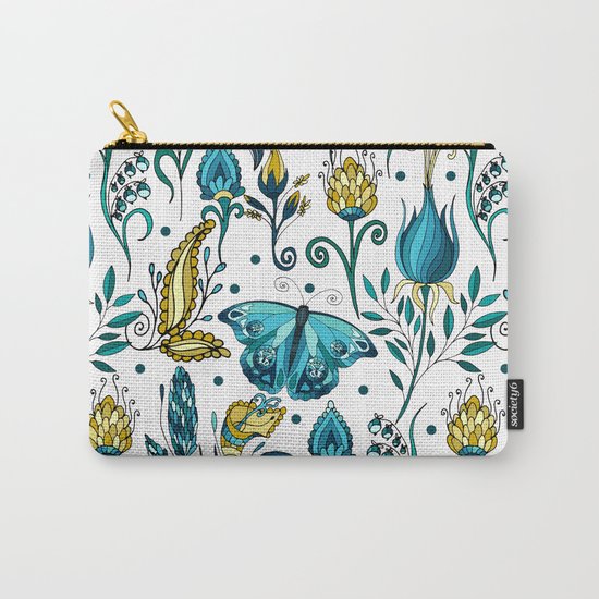 Floral pattern with butterfly Carry-All Pouch