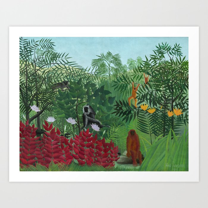 Henri Rousseau "Tropical Forest with Monkeys (A Tropical Forest with Apes and Snake)" Art Print