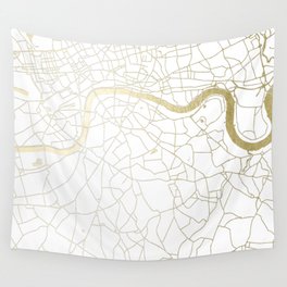 London White on Gold Street Map Wall Tapestry