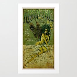 Vintage Parisian Green Fairy Absinthe Alcoholic Aperitif Advertisement Poster Art Print | Posters, Beverages, Liquor, Dinningroom, Vintage, French, Advertising, Kitchen, Alcoholic, Poster 