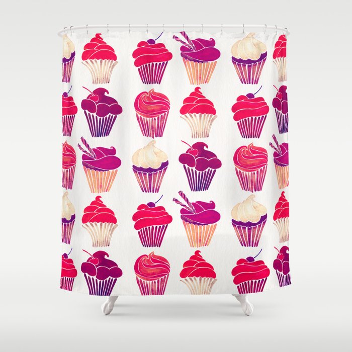 Cupcakes – Fuchsia Palette Shower Curtain