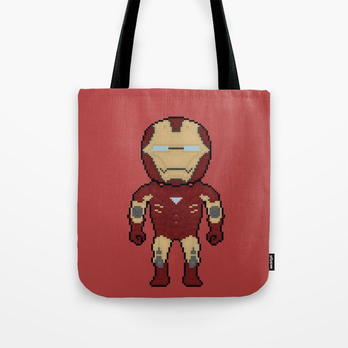 Pixelated Heroes Iron Man Super Hero Tote Bag