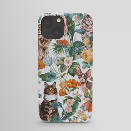 Cat and Floral Pattern III iPhone Case