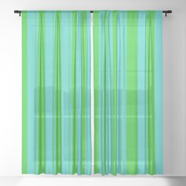 [ Thumbnail: Turquoise and Lime Green Colored Pattern of Stripes Sheer Curtain ]