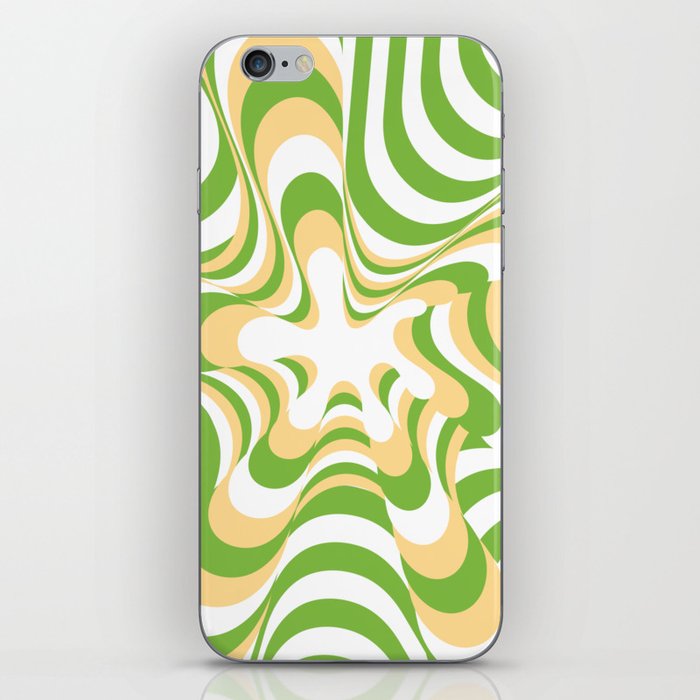 Abstract Groovy Retro Liquid Swirl Green Yellow Pattern iPhone Skin