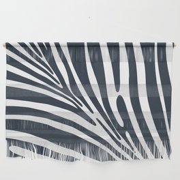 Zebra Animal Print Navy Blue White Boho Pattern Wall Hanging