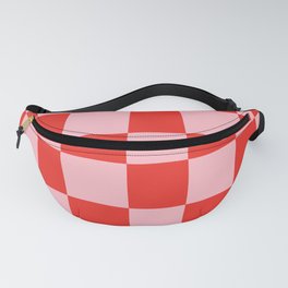 Abstract Checker Pattern 222 Red and Pink Fanny Pack