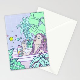 My universe - cosmic bath - Selfcare woman in the bathroom series Stationery Cards