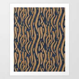 Abstract Animal Print Blue, Brown, Beige  Art Print