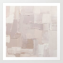 Abstract textured art - minimal painting in soft pastel pink tones Art Print