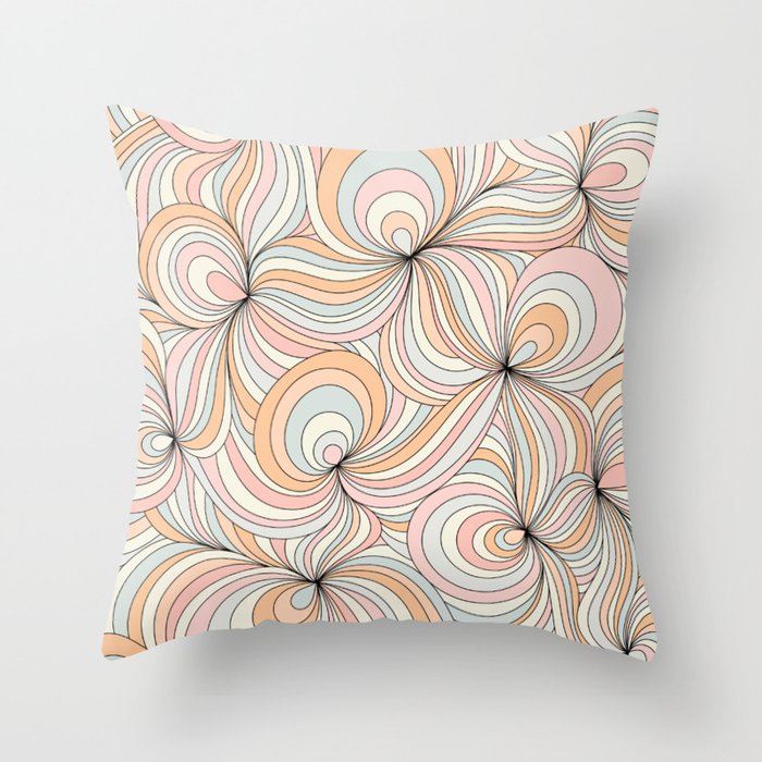 Retro Swirl Pattern in Pastels Colors Throw Pillow