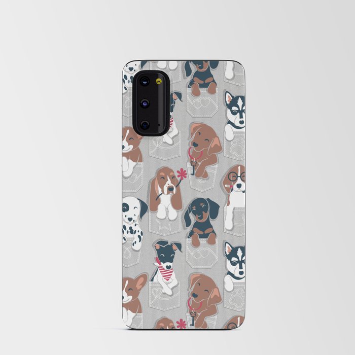 Pure love pockets I // beige background Dachshund Beagle Dalmatian Basset Hound Labrador Retriever Husky Welsh Corgi and Italian Greyhound dog puppies Android Card Case