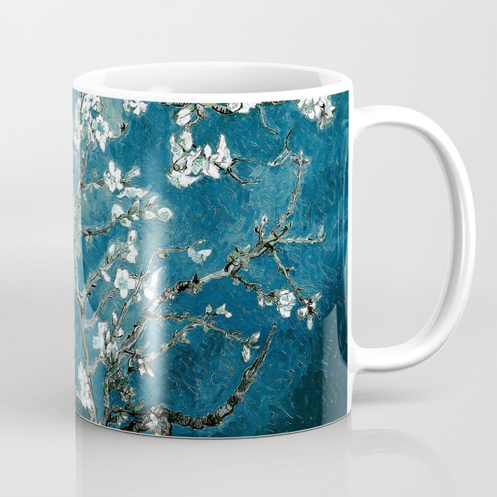 Van Gogh Almond Blossoms : Dark Teal Kaffeebecher