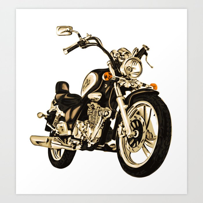 Stylized Motorcycle Clipart Digital Motorbike Art Print By