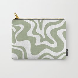 Liquid Swirl Abstract Pattern in Sage Green and White Carry-All Pouch