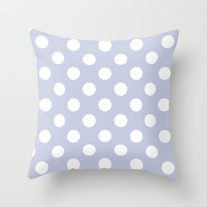 Light periwinkle - grey - White Polka Dots - Pois Pattern Throw Pillow