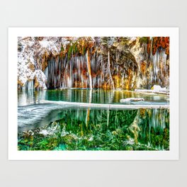 A Serene Chill Winter Wonderland - Hanging Lake in Colorado Art Print
