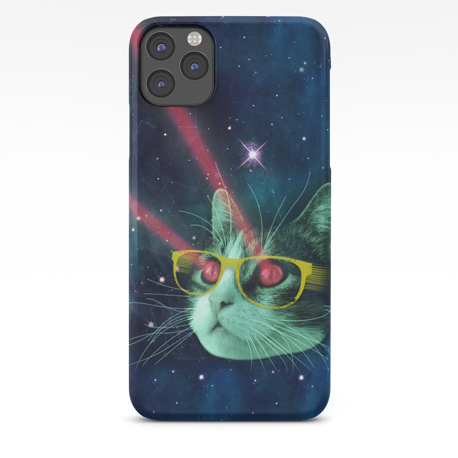 Laser Cat With Glasses In Space Iphone Case By Marios Society6