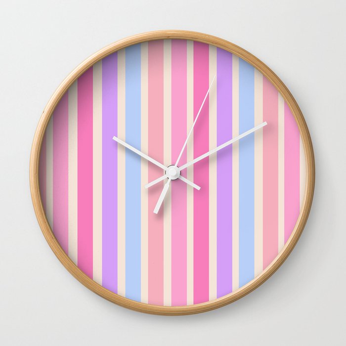 Pastel Stripes Wall Clock