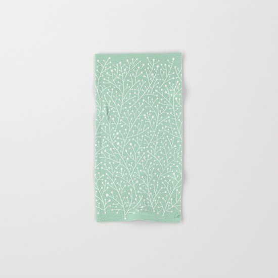 Mint Berry Branches Hand & Bath Towel