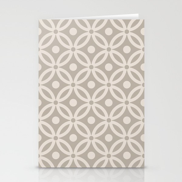Pretty Intertwined Ring and Dot Pattern 628 Beige and Linen White Stationery Cards