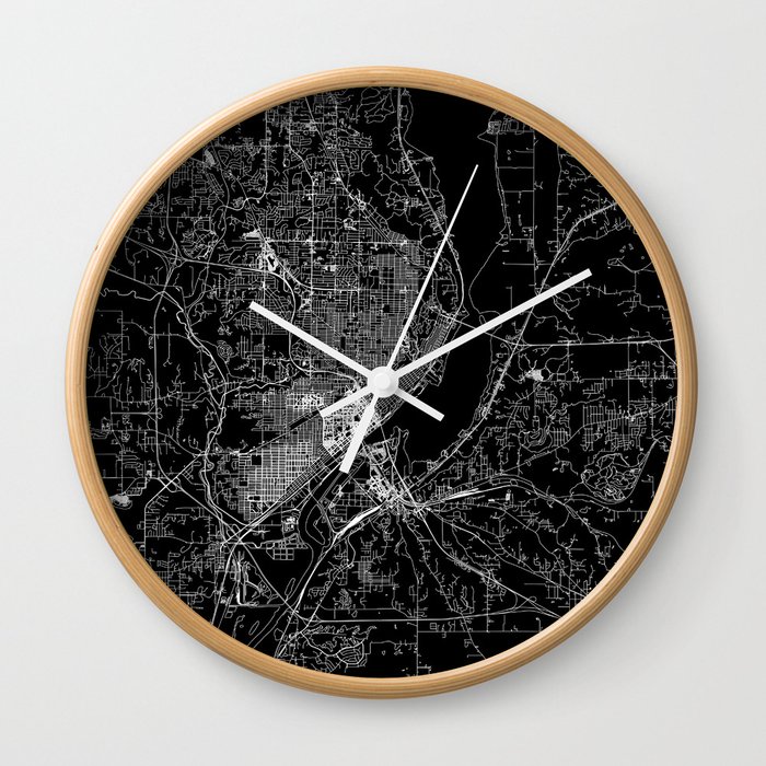 Peoria Black Map Wall Clock