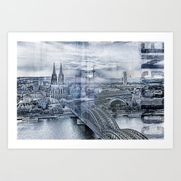 Blue Cologne Mixed Media City Art Art Print
