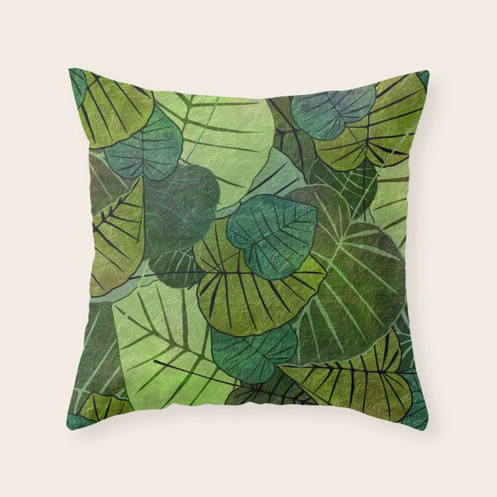 Leaf Pattern Throw Pillow by Klara Acel Society6