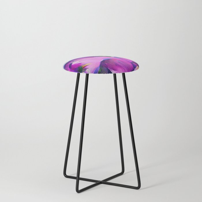 Purple and Pink Pansies Counter Stool