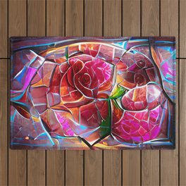 Stained Glass Roses Outdoor Rug