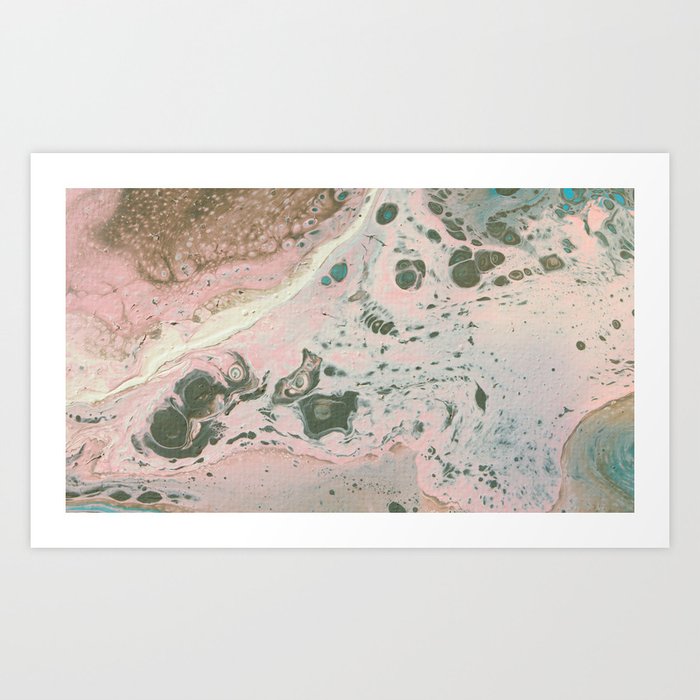 Fluid Art Acrylic Painting Pour 19 Light Pink Gray Blue White