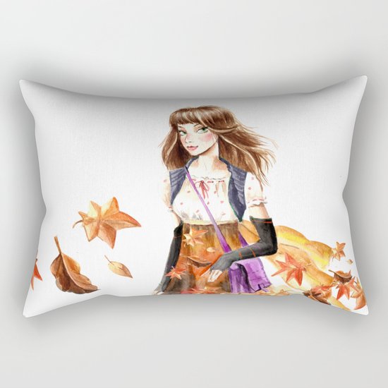 Autumn Girl Rectangular Pillow