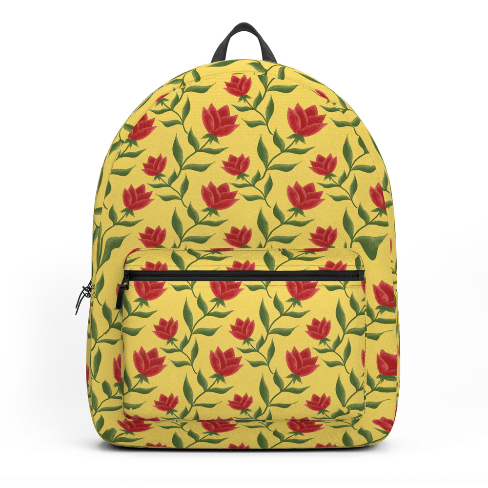 yellow floral backpack