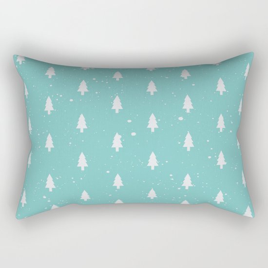 Christmas Trees Pattern Mint Rectangular Pillow