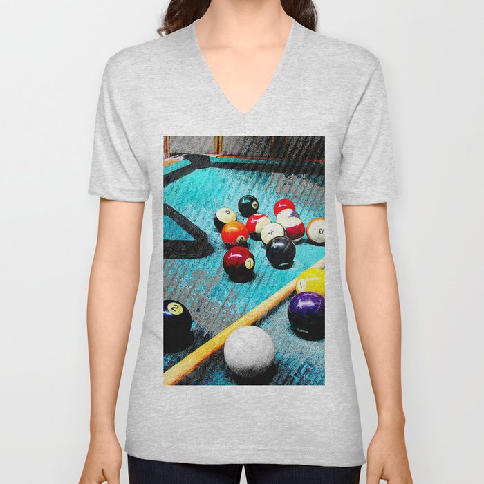Billiard art and pool artwork 5 V Neck T Shirt