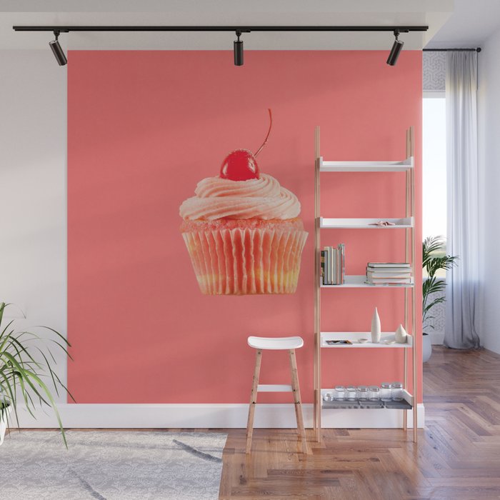 Cupcake Love | Pink with a Cherry on Top Wall Mural