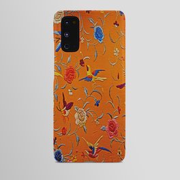 Embroidered Birds and Flowers on Orange  Android Case
