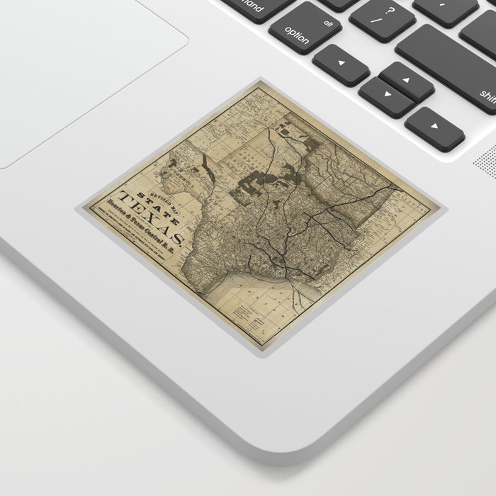 Old Map of Texas 1876 Vintage Wall map Restoration Hardware Style Map Sticker