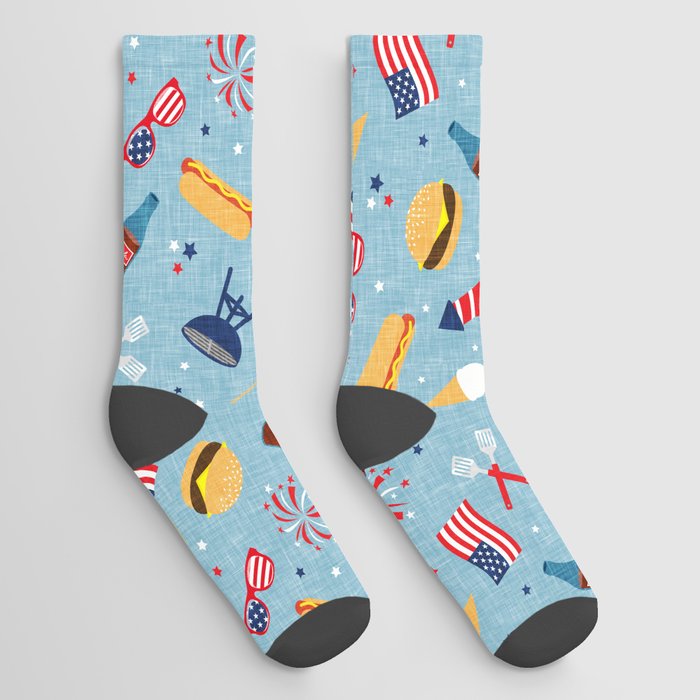 American cookout - blue Socks