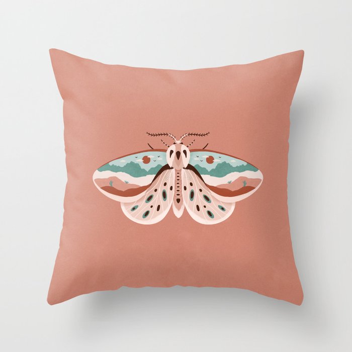 Desert Moth Throw Pillow