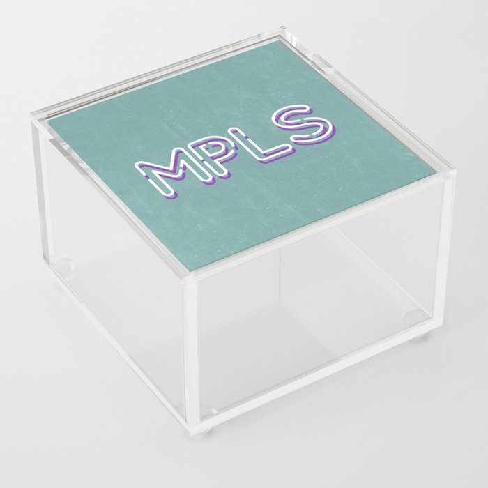 MPLS Minneapolis Minnesota Neon Typography Acrylic Box by Photography by  Anthony Londer