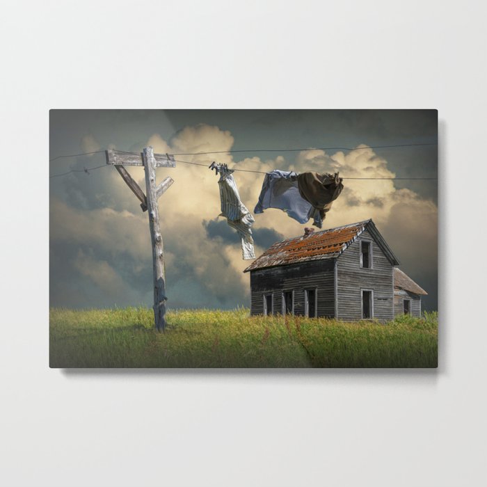 Wash on the Line by Abandoned House Metal Print