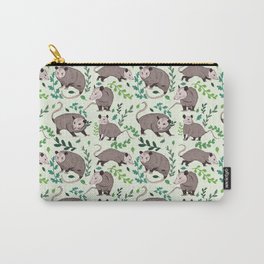 Possums & Plants Carry-All Pouch | Marsupial, Drawing, Nature, Wildlife, Trash, Digital, Pest, Plant, Pattern, Green 