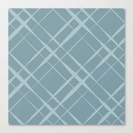 Crossed stripes on blue. Decorative plaid.  Canvas Print