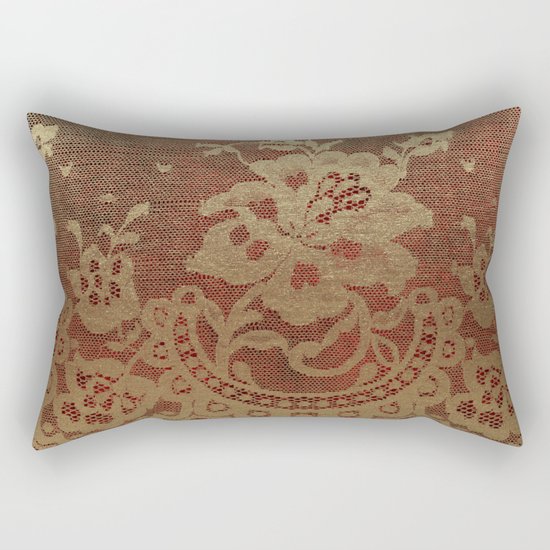 Red Lace Velvet 01 Rectangular Pillow