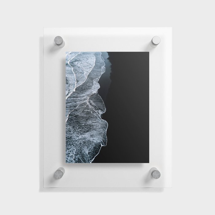 Waves on a black sand beach in iceland - minimalist Landscape Photography Floating Acrylic Print